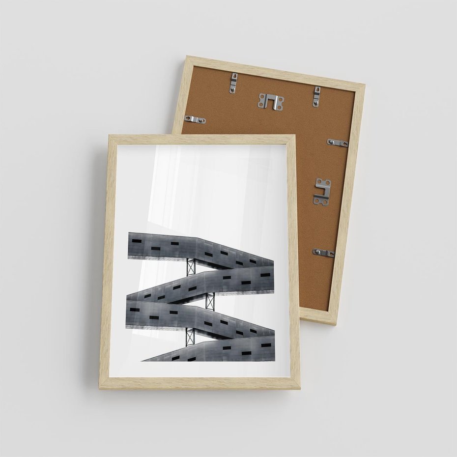 Plakat w ramie 30x40 - Monochromatyczna Sztuka Nowoczesnych Budynków - architektura, nowoczesne formy - rama drewno