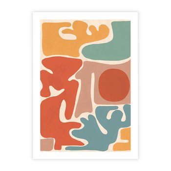 Plakat bez ramy 50x70 - Pastelowa Symfonia Kształtów - abstrakcyjne kolorowe formy, pastelowe kolory