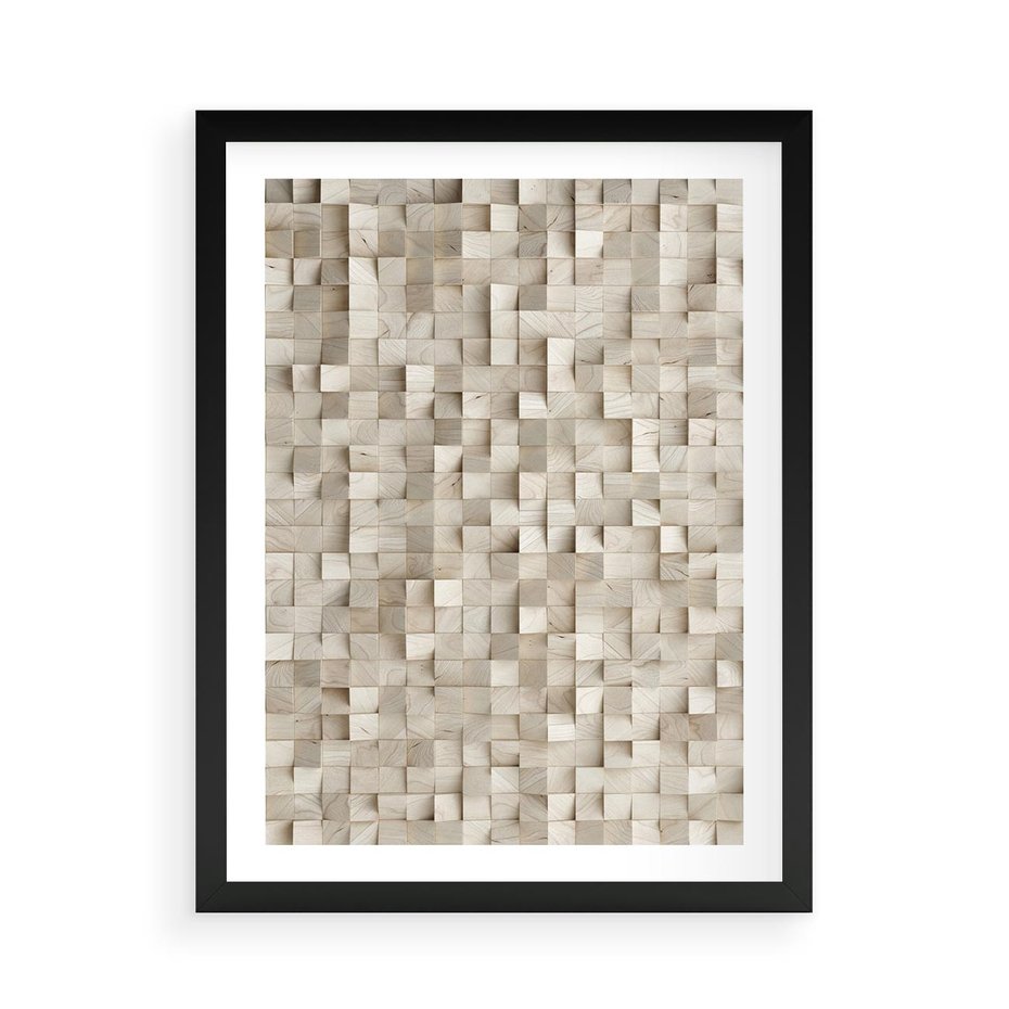 Plakat w ramie 50x70 - Geometryczne 3D: Abstrakcyjna Harmonia - geometryczne, 3D - rama czarna