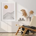 Plakat bez ramy 30x40 - Minimalistyczne Słońce: Blask i Złoto - grafika, minimalizm