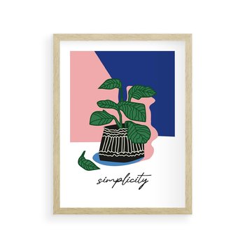 Plakat w ramie 50x70 - Tajemnicze Wibracje - tygrys, kwiaty - rama drewno