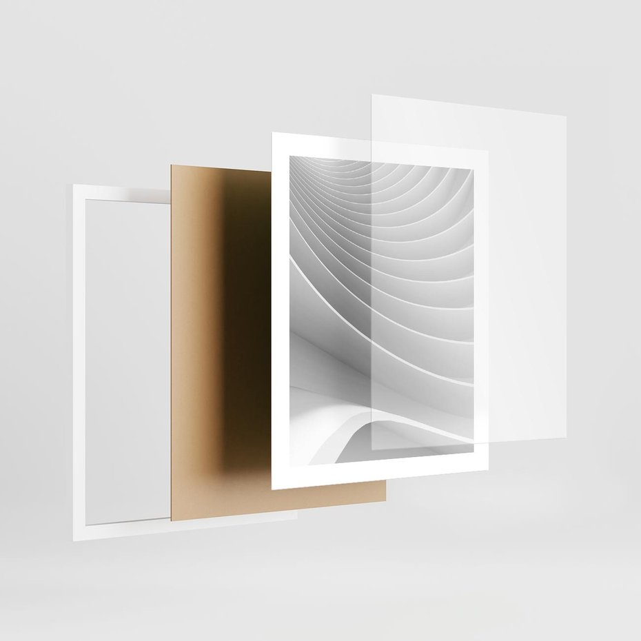 Plakat w ramie 40x50 - Geometryczna Harmonia - geometryczne, kształty - rama biała