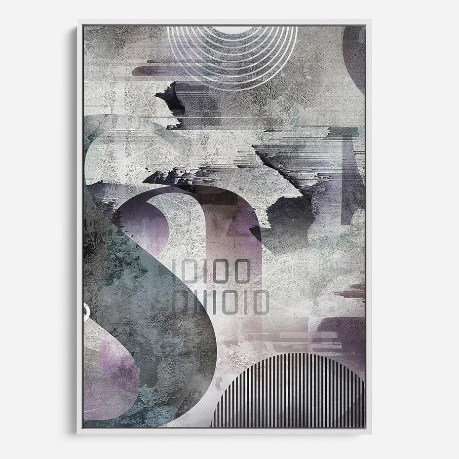 Obraz w ramie 70x100 - Nocne opowieści w barwach - typografia, abstrakcja - rama biała