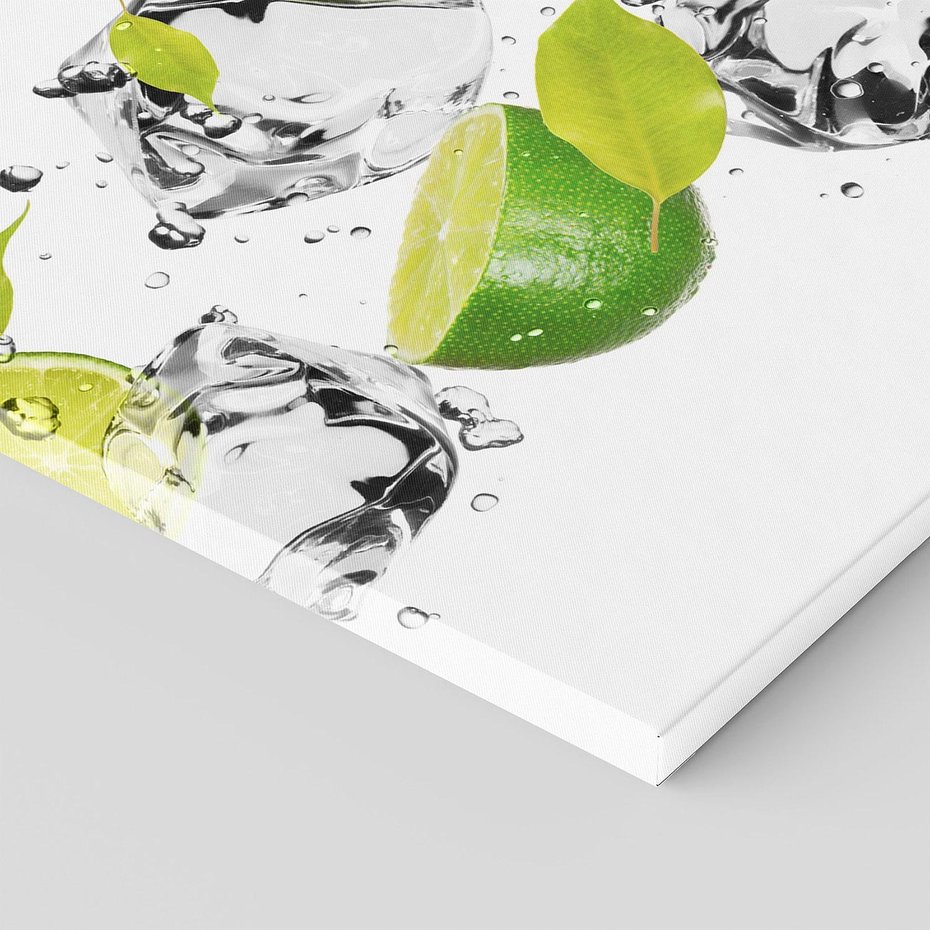 Obraz na płótnie 90x30 - Ekscentryczne limonki z wodą - limonki, woda