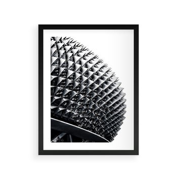 Plakat w ramie 50x70 - Nowoczesność w Czerni i Bieli: Architektoniczna Piękność - nowoczesna architektura, black and white - rama czarna