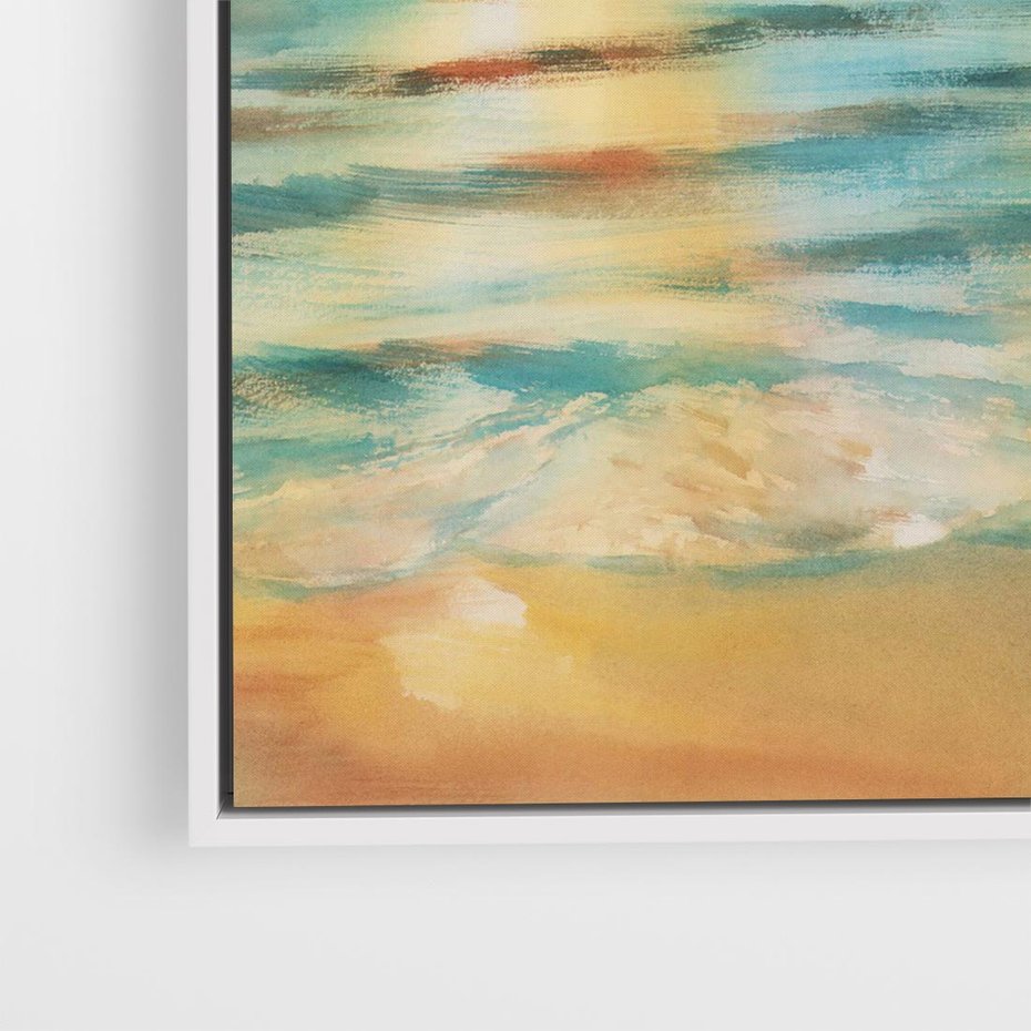 Obraz w ramie 50x50 - Objawienie Fioletowego Świtu - fioletowy wschód słońca, słońce wschodzi nad morzem - rama biała