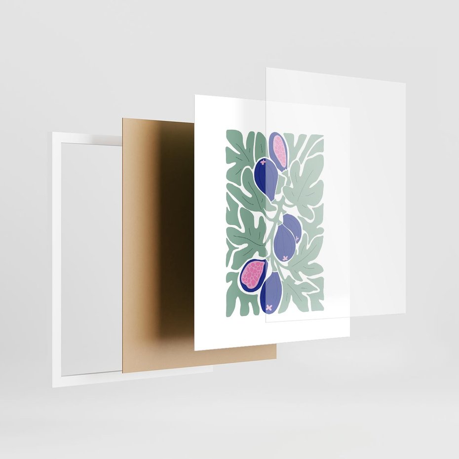 Plakat w ramie 40x50 - Figi Fioletu - figi, sztuka nowoczesna - rama biała