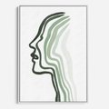 Obraz w ramie 70x100 - Zielony Profil - abstrakcja, zielony portret z profilu - rama biała