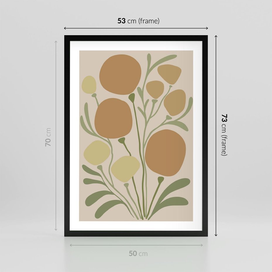 Plakat w ramie 50x70 - Uspokojenie Wśród Roślin - nowoczesny plakat, roślinność - rama czarna