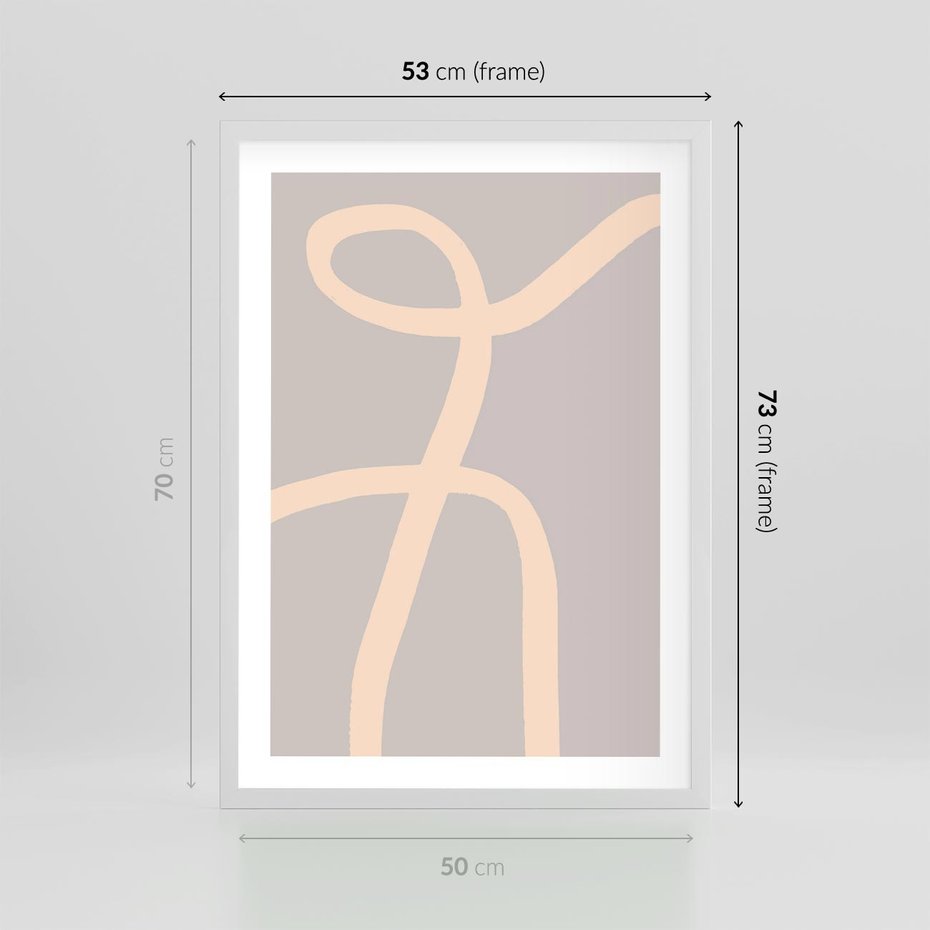 Plakat w ramie 50x70 - Beżowe Boho Zaplątanie - minimalistyczny obraz, nowoczesny - rama biała
