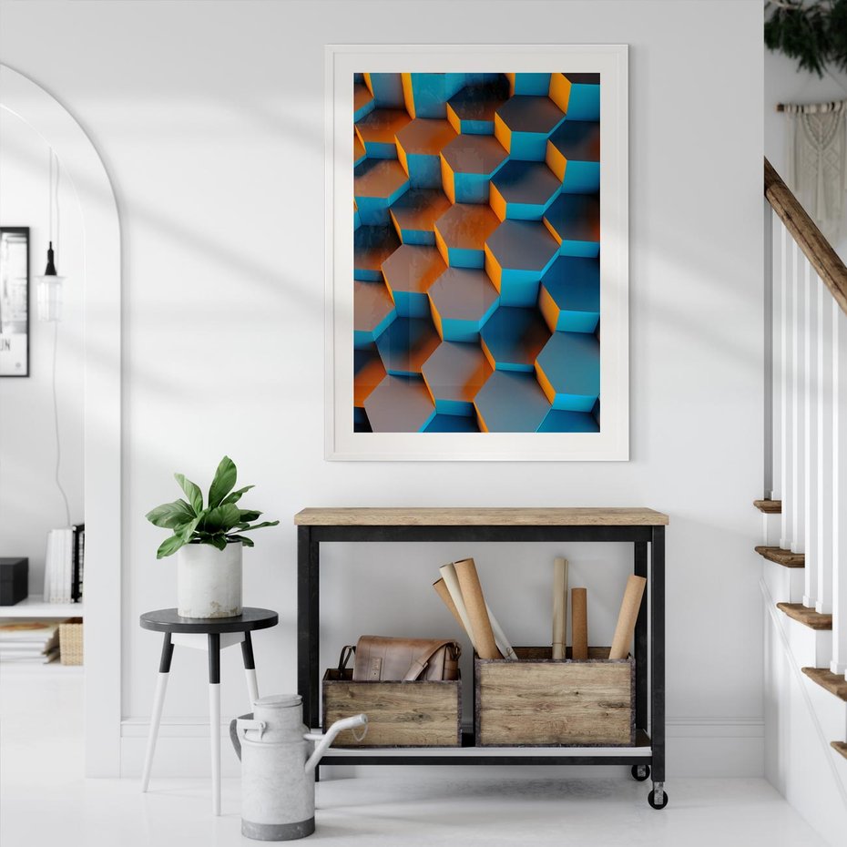 Plakat bez ramy 30x40 - Trójwymiarowa Gra - geometryczna, 3D