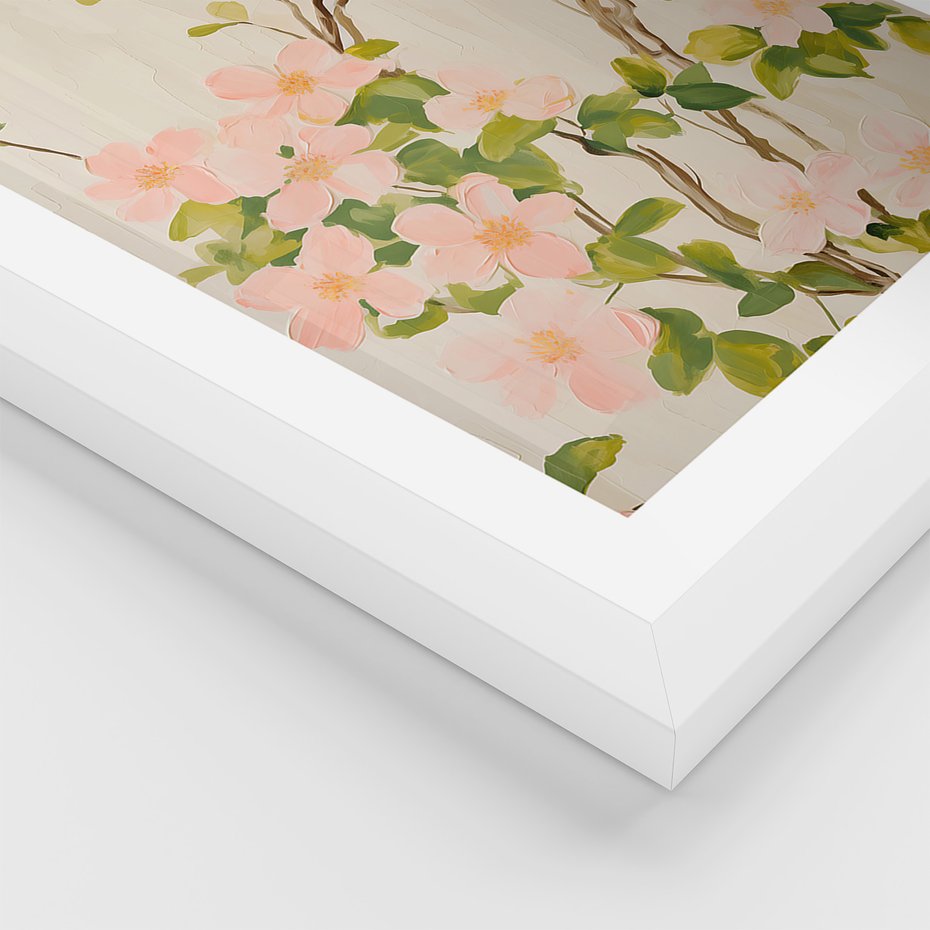 Zestaw obrazy w ramie 40x50 galeria - kwiaty, łąka, boho, akwarela - rama biała