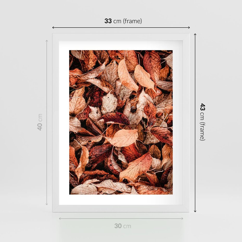 Plakat w ramie 30x40 - Magia Jesiennej Ziemi - liście, jesień - rama biała