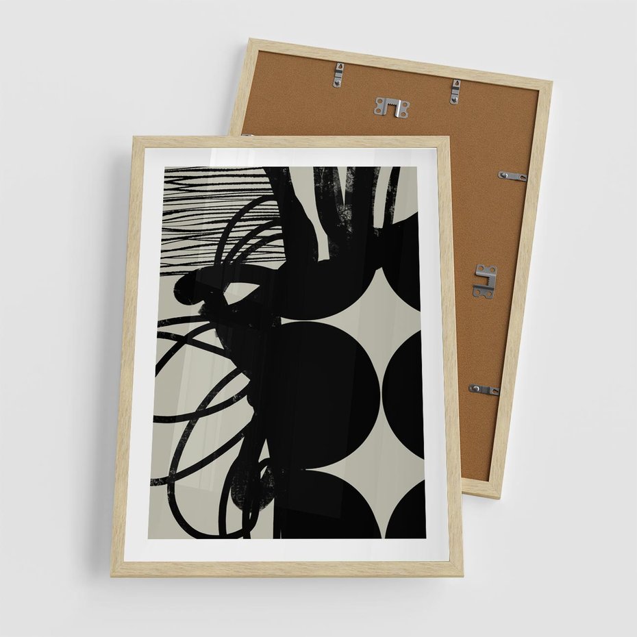 Plakat w ramie 50x70 - Modernistyczne Refleksje - abstrakcja, mroczny klimat - rama drewno