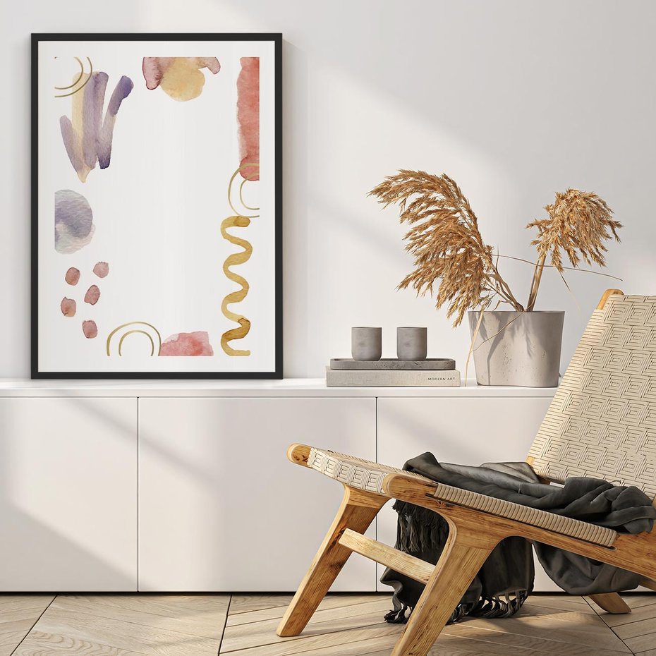 Plakat bez ramy 40x50 - Wibracje Pastelowych Odcieni - abstrakcyjny plakat, akwarelowe plamy