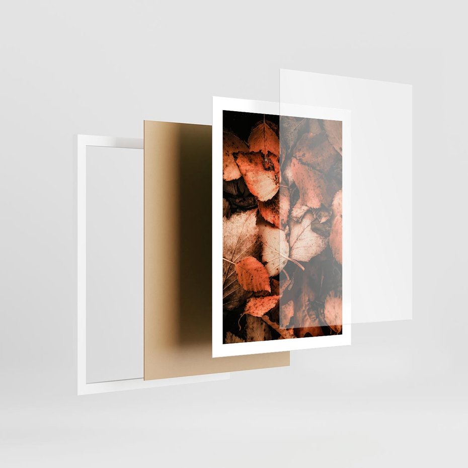 Plakat w ramie 50x70 - Jesienna Paleta - liście, jesień - rama biała