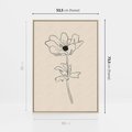Obraz w ramie 50x70 - Przenikający Dialog - szkic kwiatu, mnimalistyczny szkic - rama drewno