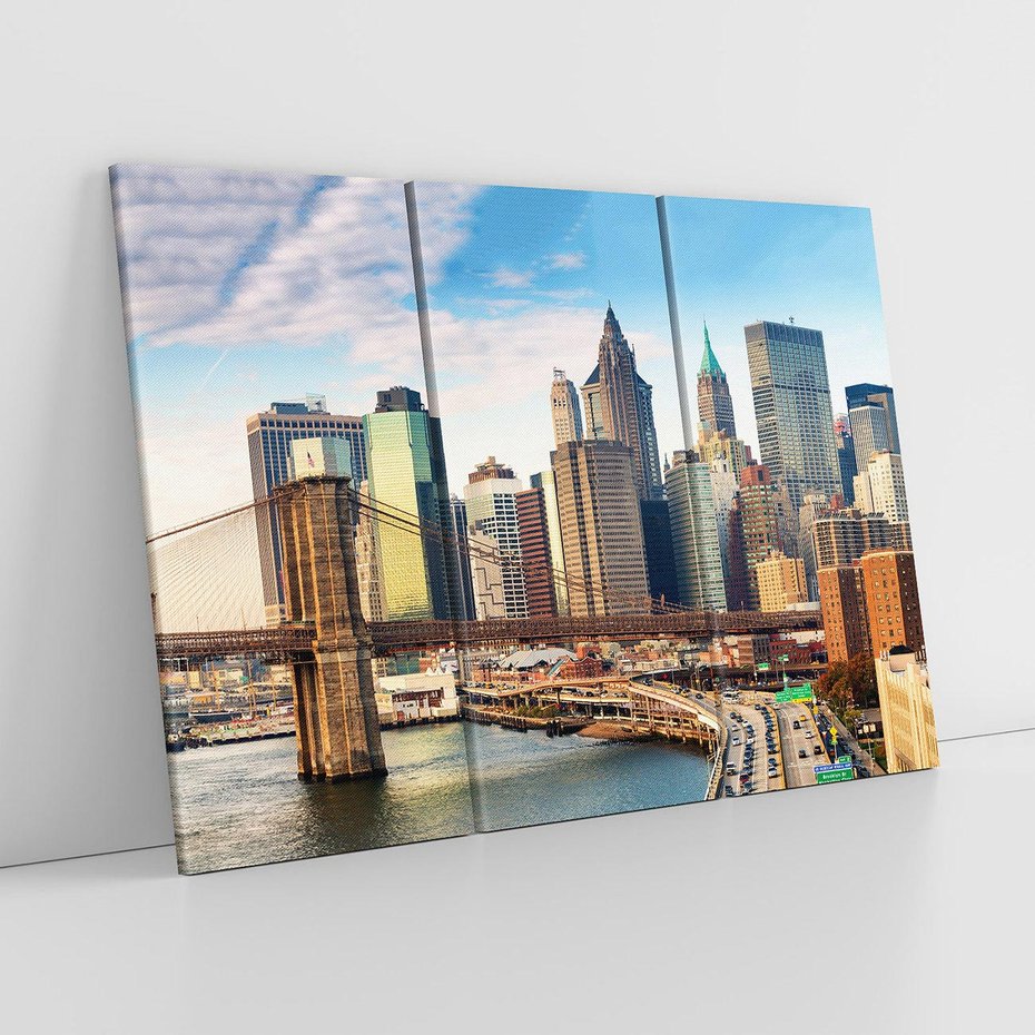 Obraz na płótnie 120x80 - Manhattan o zmroku - Nowy Jork, Manhattan