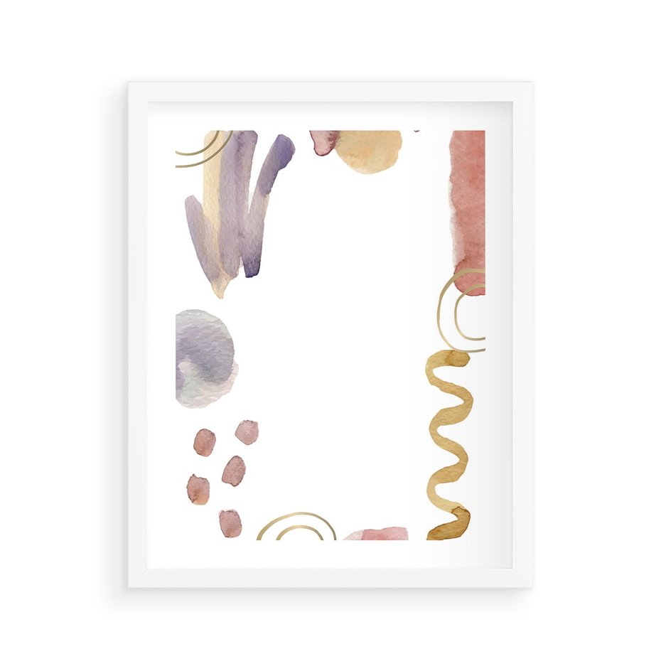 Plakat w ramie 40x50 - Wibracje Pastelowych Odcieni - abstrakcyjny plakat, akwarelowe plamy - rama biała