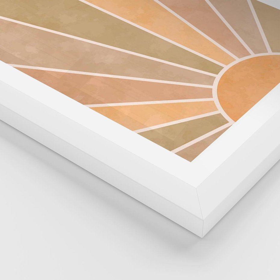 Plakat w ramie 40x50 - Grafika Boho w Odcieniach Pomarańczu - boho słońce, grafika - rama biała
