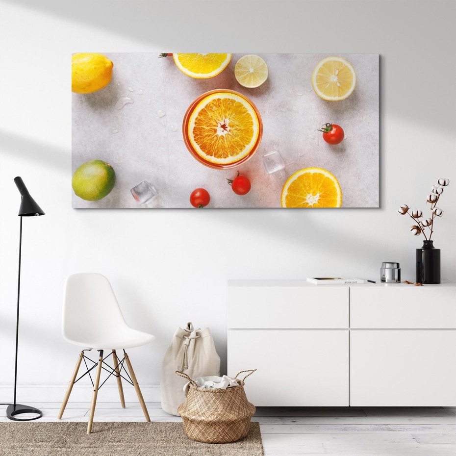 Obraz na płótnie 120x60 - Cytryny Pomarańczowy Zestaw - cytryny, pomarańcze