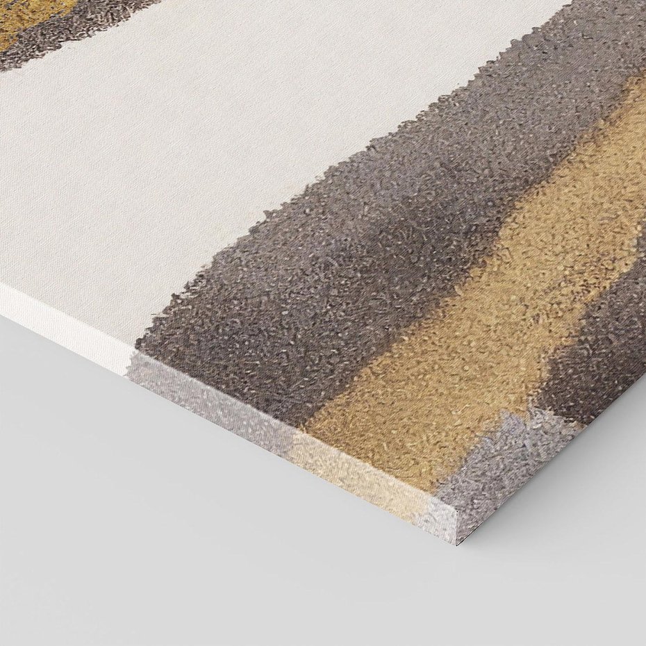 Obraz na płótnie 80x120 - Szaro-złote Wibracje - abstrakcyjne kształty, szerokie linie