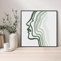 Obraz w ramie 50x50 - Zielony Profil - abstrakcja, zielony portret z profilu - rama czarna