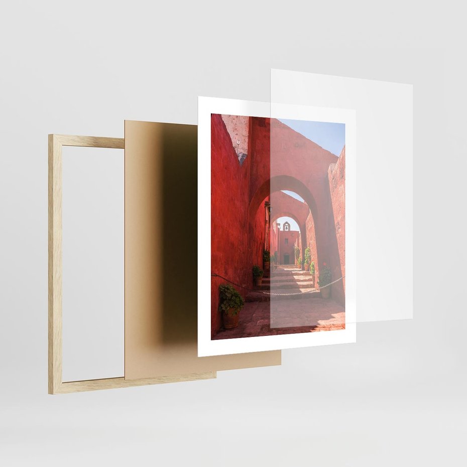 Plakat w ramie 40x50 - Perspektywa Uliczki - uliczka, perspektywa - rama drewno