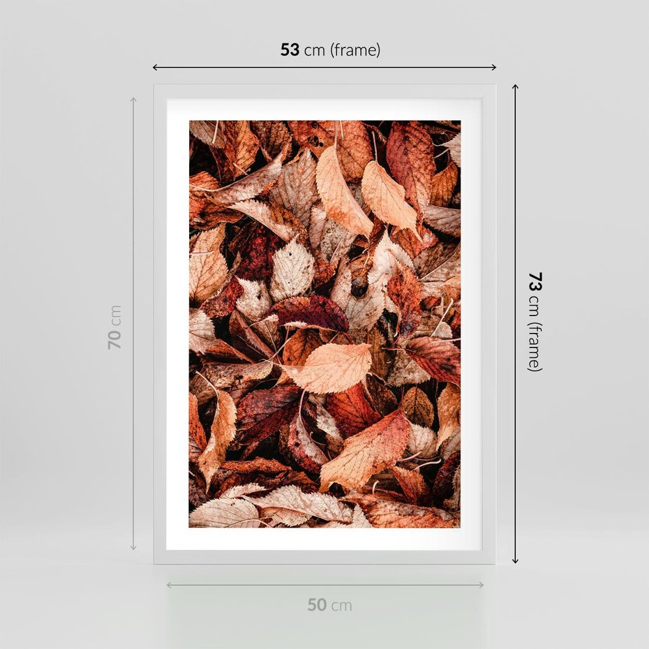 Plakat w ramie 50x70 - Magia Jesiennej Ziemi - liście, jesień - rama biała