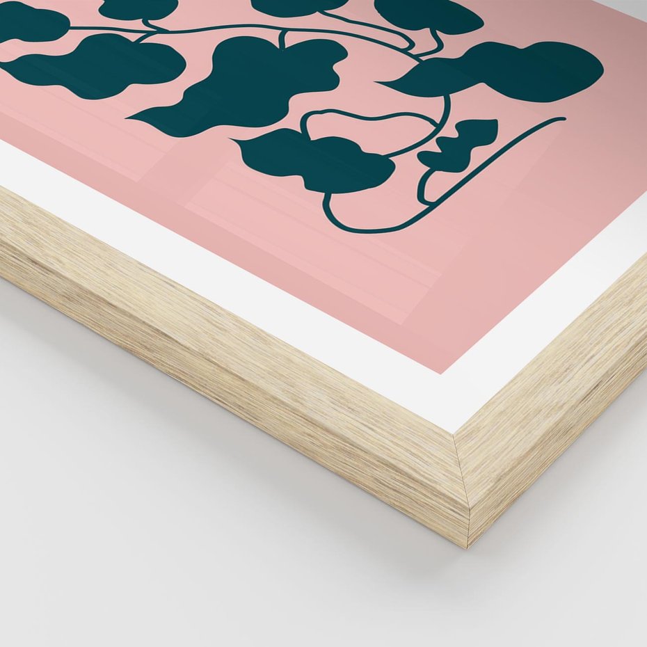 Plakat w ramie 30x40 - Kształty Nieznanego Świata - abstrakcyjne liście, boho styl - rama drewno