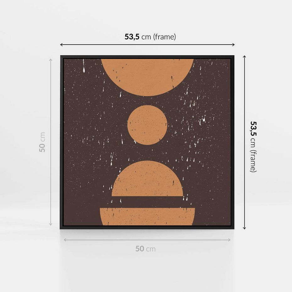 Obraz w ramie 50x50 - Impulsy Przestrzeni - mid century styl, nowoczesna grafika - rama czarna
