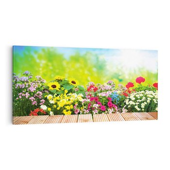 Obraz na płótnie 120x60 - Energiczny ogród - kwiaty, ogród