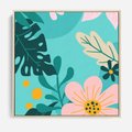 Obraz w ramie 50x50 - Kwiatowy Impuls - pastelowa kompozycja, kwiaty - rama drewno