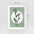 Plakat w ramie 30x40 - Kształty Zielonego Ukojenia - zielony plakat, roślinne motywy - rama biała
