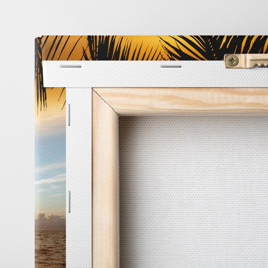 Obraz na płótnie 50x70 - Sielska plaża z palmami i morzem - plaża, morze