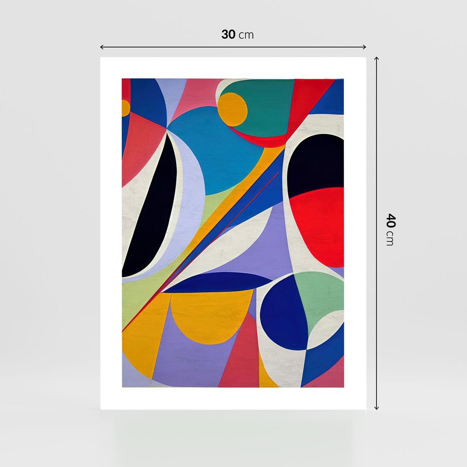 Plakat bez ramy 30x40 - Kolorowe Przesunięcia Kształtów - abstrakcyjny obraz olejny, żywe kolory