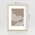 Plakat w ramie 30x40 - Harmonijne Granice - sztuka minimalizmu, biała rycina - rama drewno