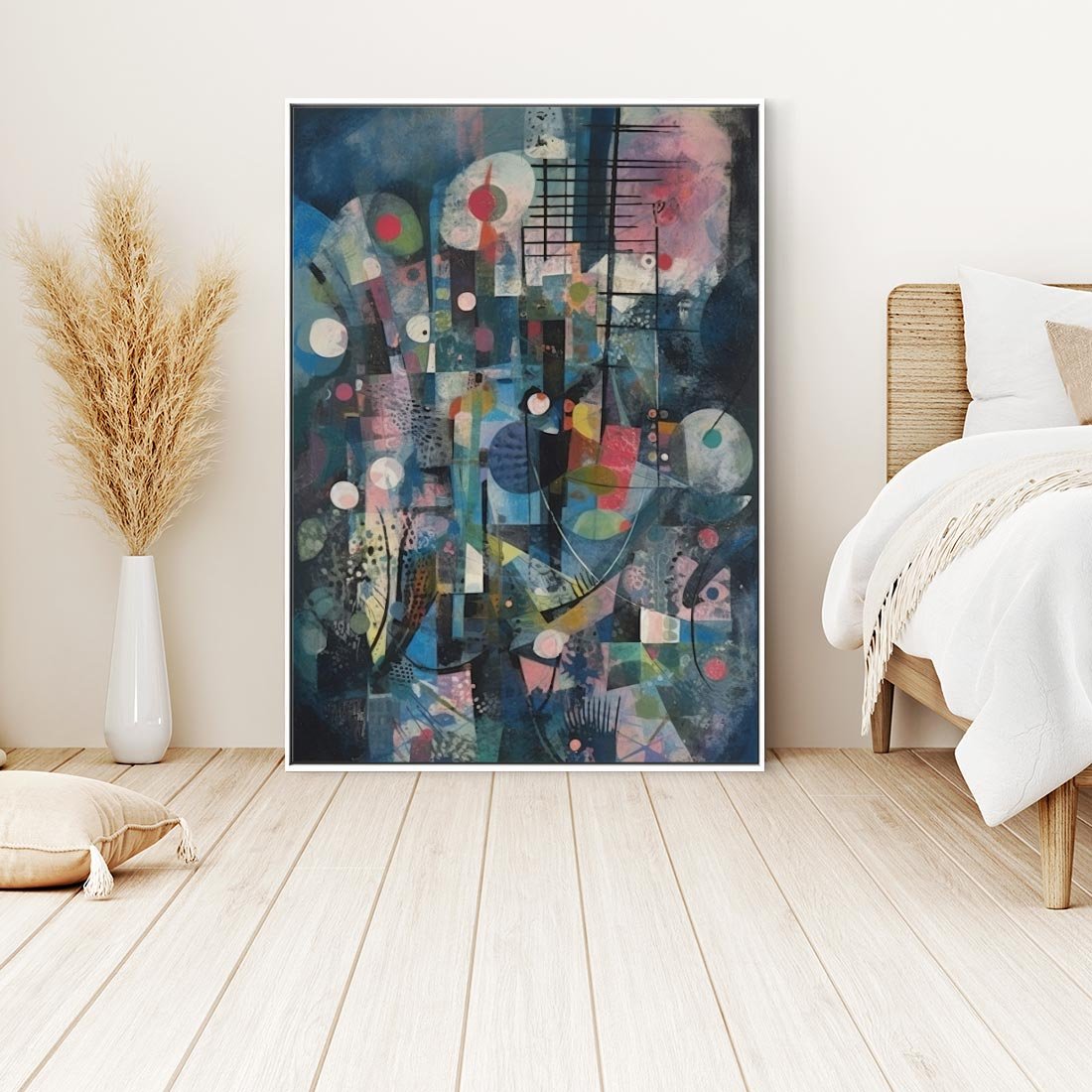 Obraz w ramie 70x100 - Rozbijając Granice Kreatywności - abstrakcyjny obraz, sztuka abstrakcji - rama biała