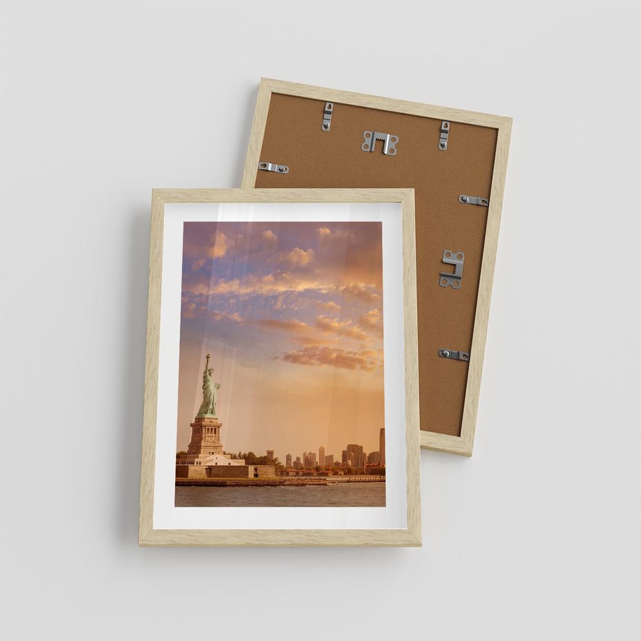 Plakat w ramie 30x40 - Statua wolności w Nowym Jorku - Nowy Jork, statua - rama drewno