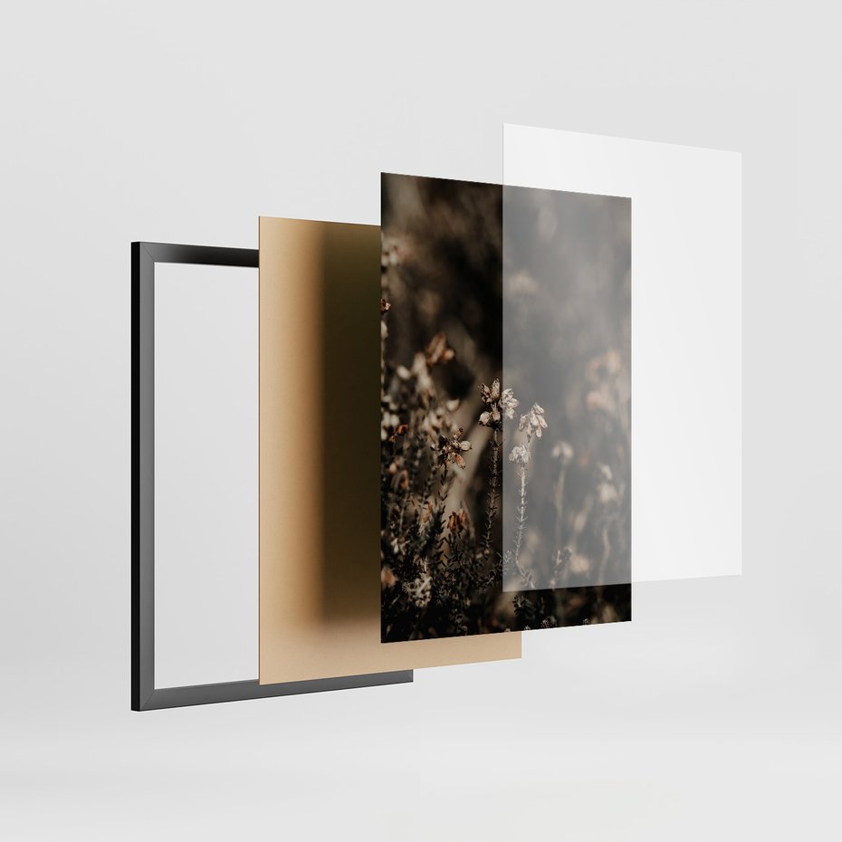 Zestaw obrazy w ramie 50x70 galeria - Jesień, łąką, boho, galązki - rama czarna