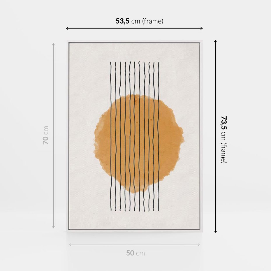 Obraz w ramie 50x70 - Taniec Emocji - abstrakcyjne akwarelowe plamy, nieregularne kreski - rama biała