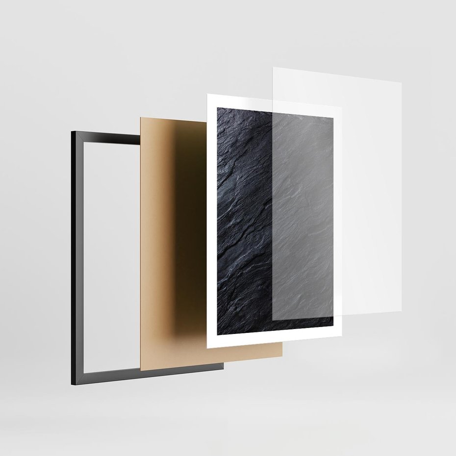 Plakat w ramie 50x70 - Kamienne tekstury w trójwymiarze - kamień, tekstura - rama czarna