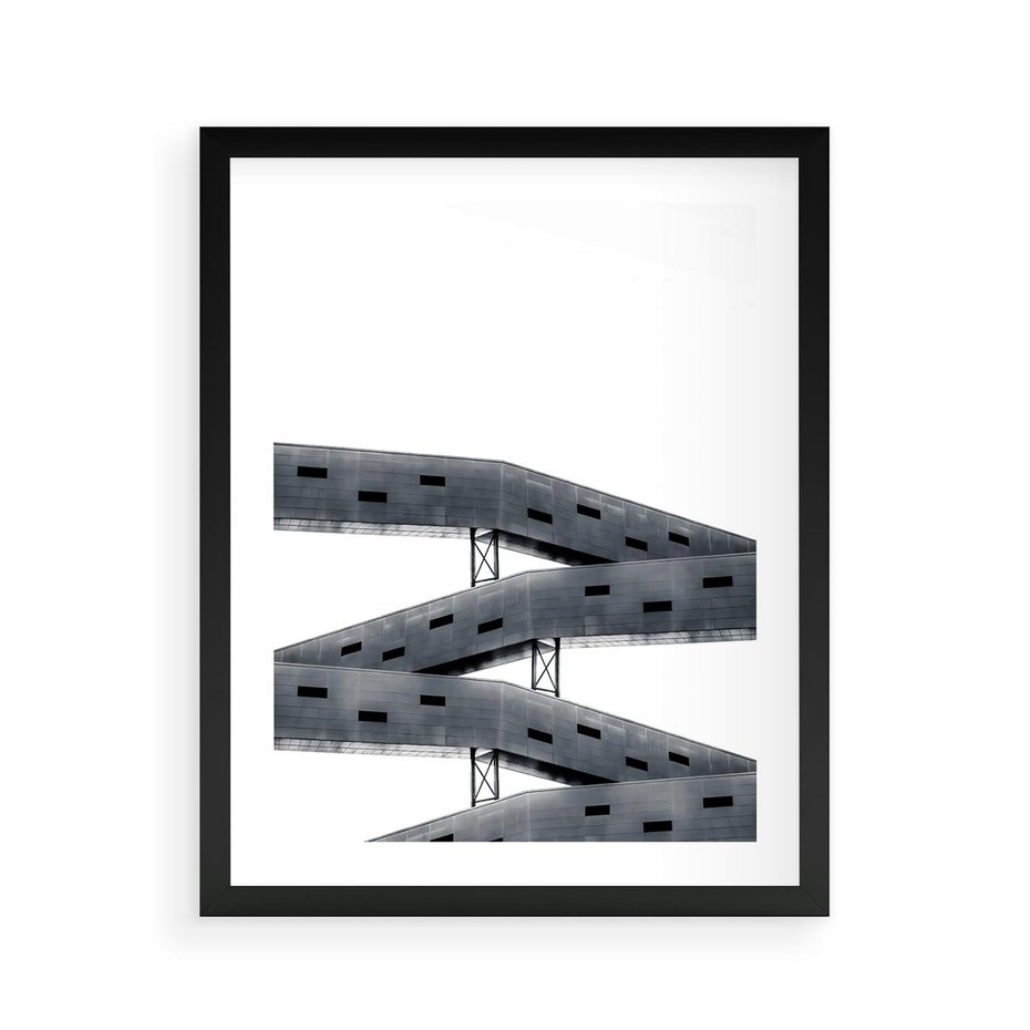 Plakat w ramie 40x50 - Monochromatyczna Sztuka Nowoczesnych Budynków - architektura, nowoczesne formy - rama czarna