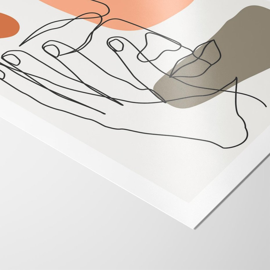 Plakat bez ramy 21x30 - Ekspresja Kolorów: Szkic - one line szkic twarzy, kolorowe plamy