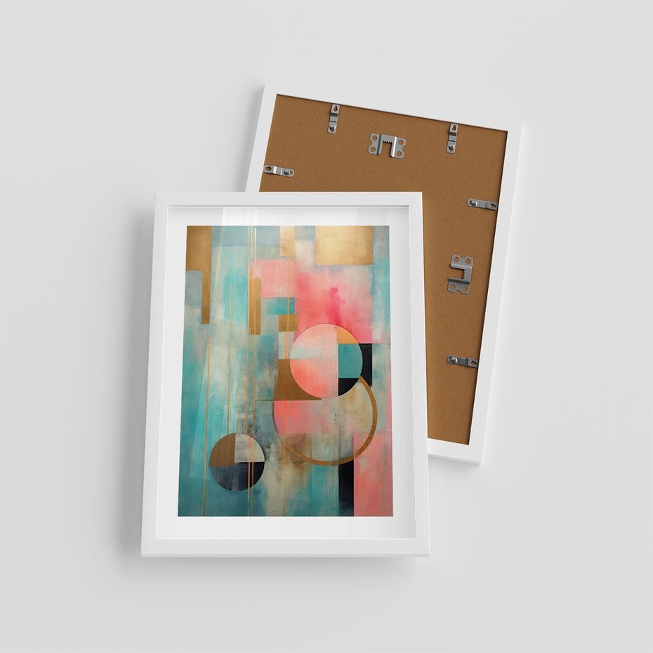 Plakat w ramie 30x40 - Abstrakcyjny Bałagan - abstrakcja, obraz olejny - rama biała