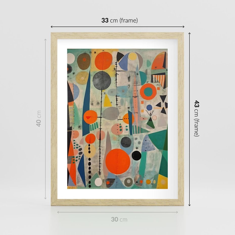 Plakat w ramie 30x40 - Wewnętrzne Zagadki Kształtów - abstrakcyjny obraz, sztuka abstrakcji - rama drewno