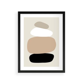 Plakat w ramie 40x50 - Zgeometryzowane Kształty - modernistyczny plakat, obłe kształty - rama czarna