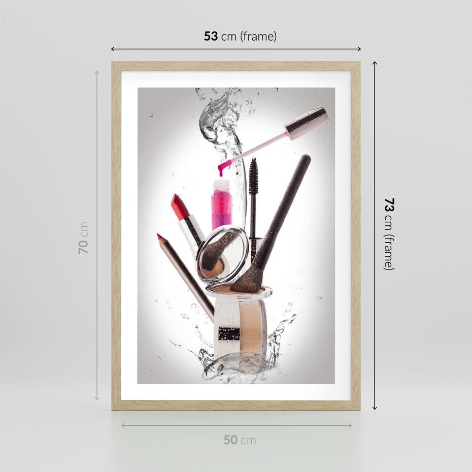 Plakat w ramie 50x70 - Moda, makijaż i relaks - moda, makijaż - rama drewno
