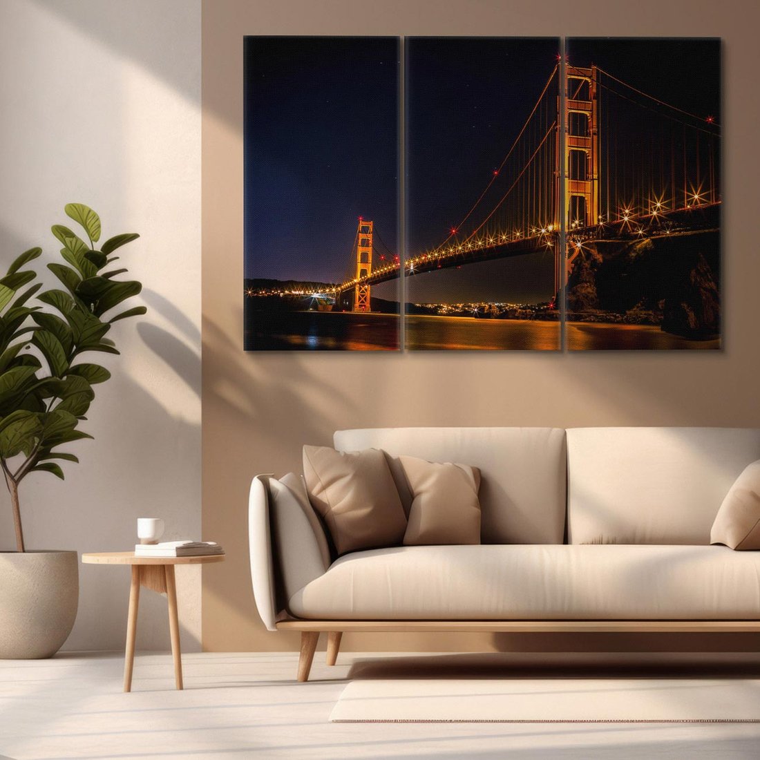 Obraz na płótnie 120x80 - Golden Gate nocą - USA - Golden Gate, noc