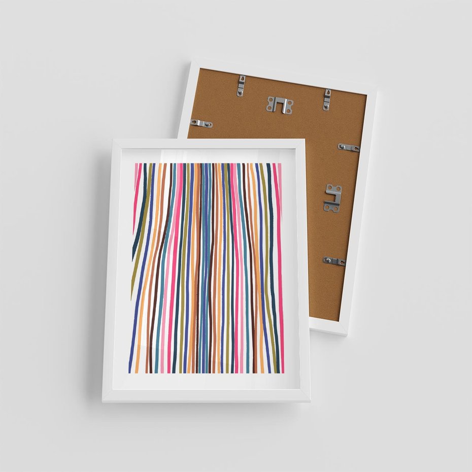 Plakat w ramie 30x40 - Energetyczne Nurtujące - kolorowe wzory, tęczowe żywe kolory - rama biała